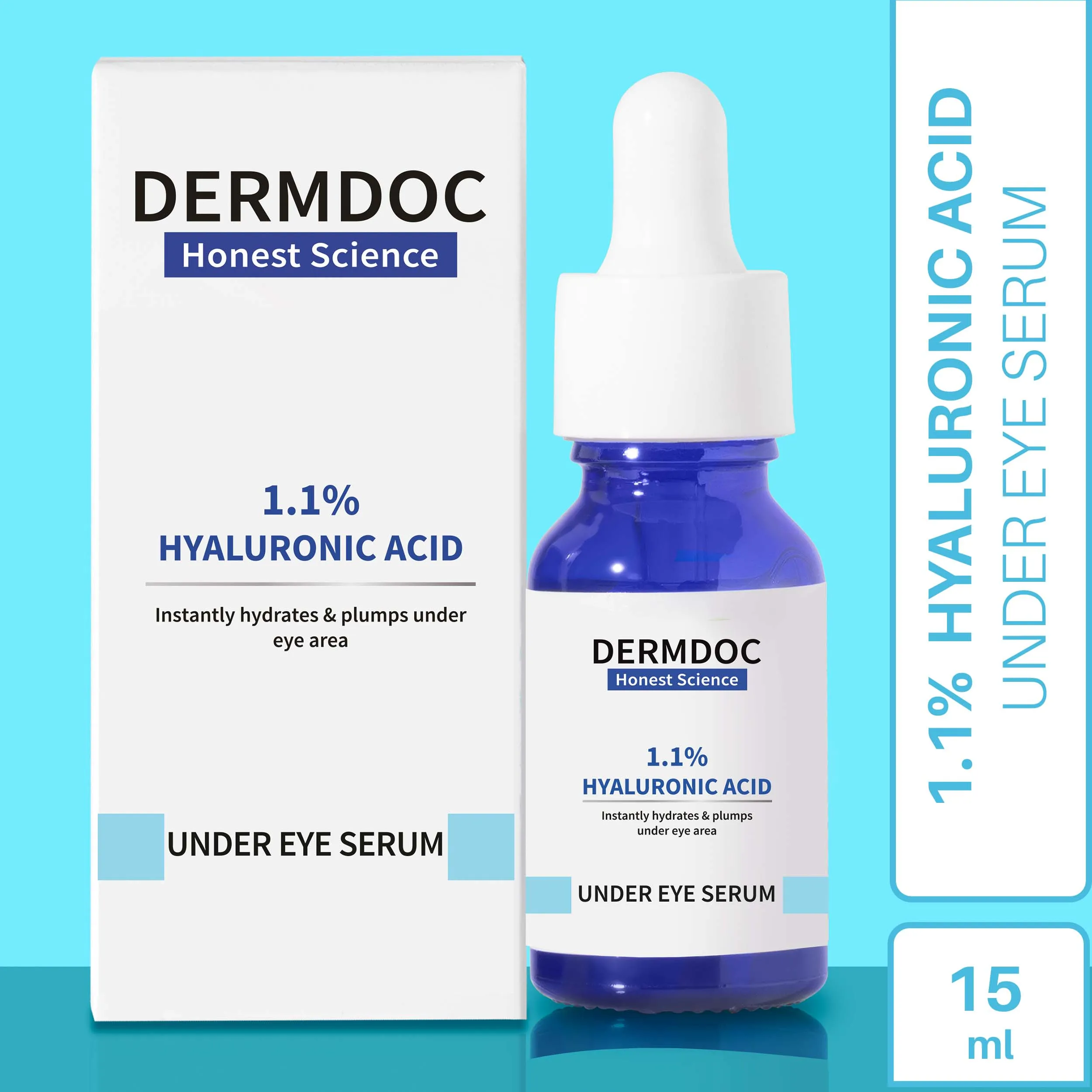 DermDoc 1.1% Hyaluronic Acid Under Eye Serum (15 ml) | under eye serum , hyaluronic acid serum , moisturizing serum , hydrating serum , moisturizing under eye serum , paraben free , sulfate free , under eye serum with hyaluronic