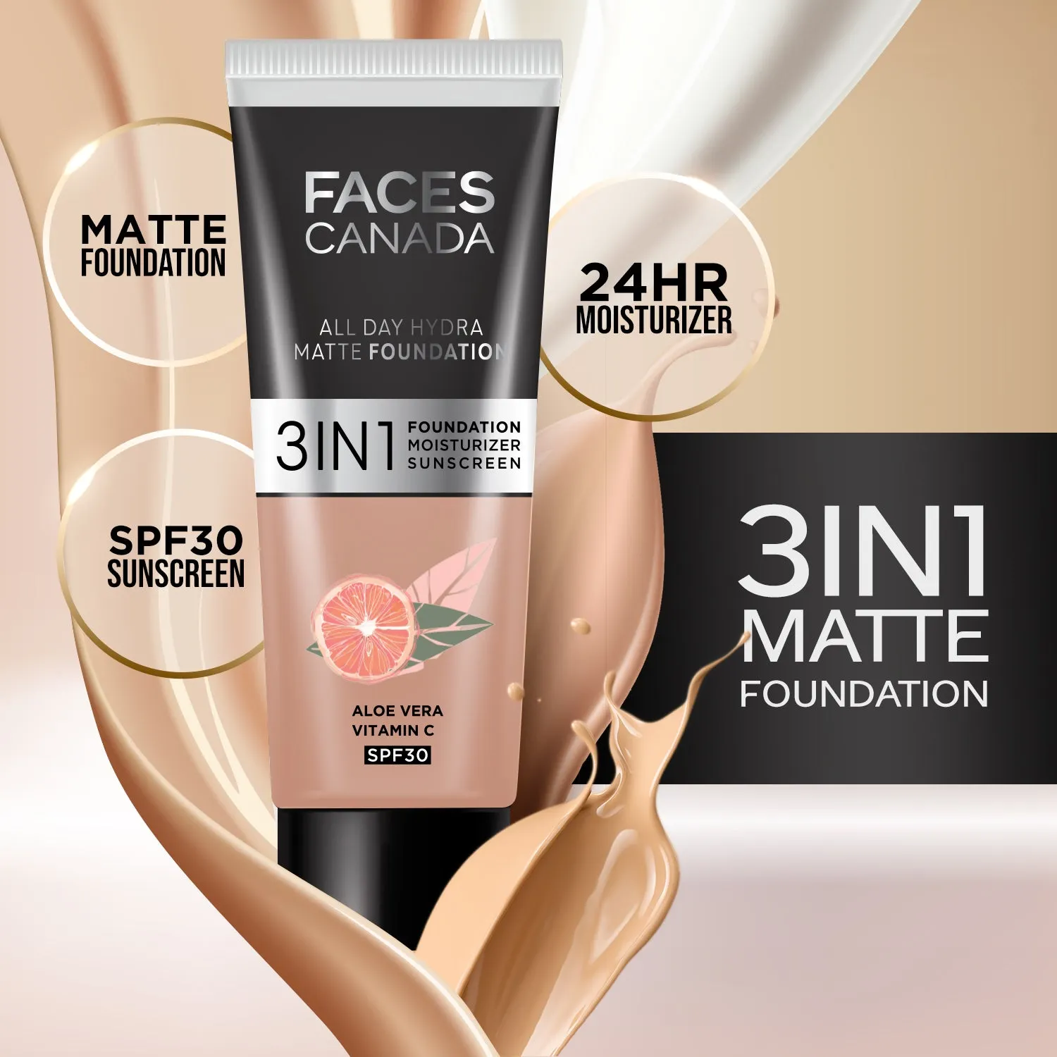 FACES CANADA All Day Hydra Matte Foundation Warm Sand 042 15ml