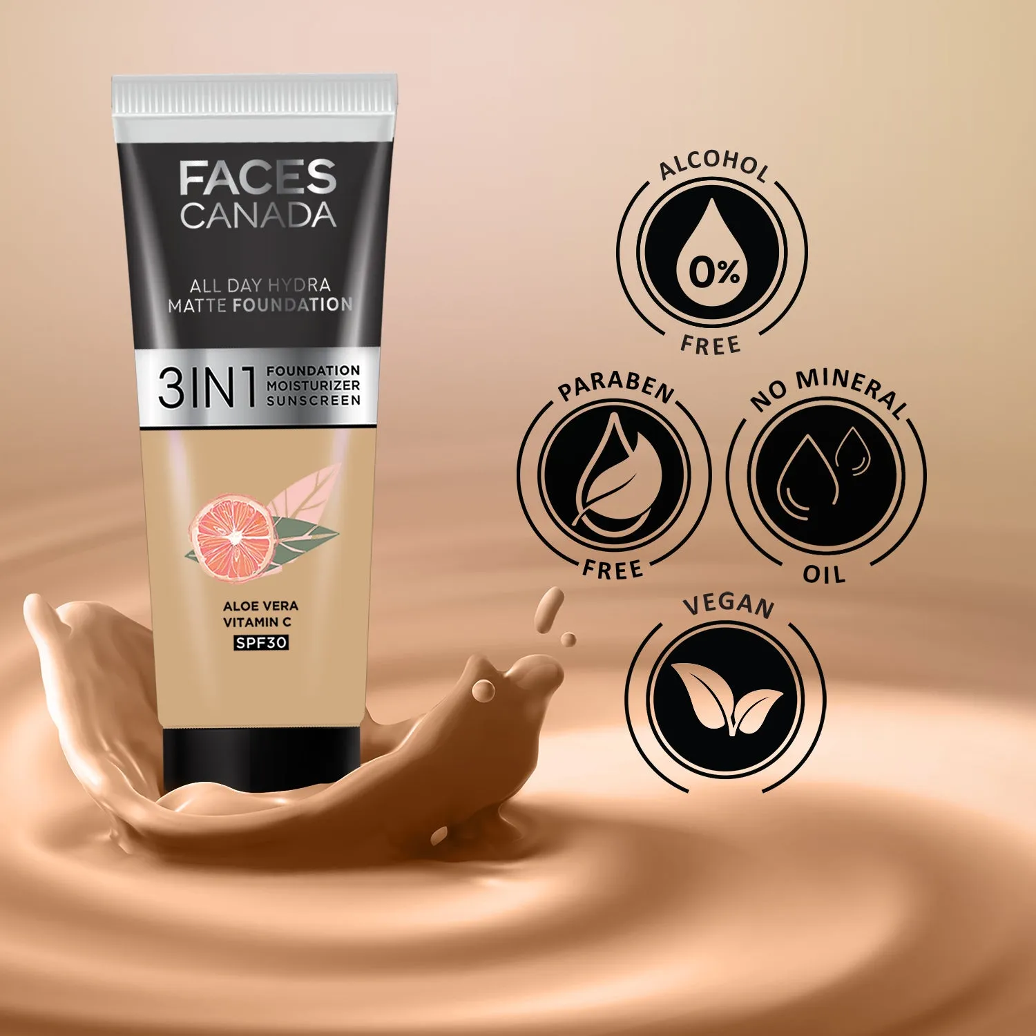 FACES CANADA All Day Hydra Matte Foundation Warm Sand 042 15ml