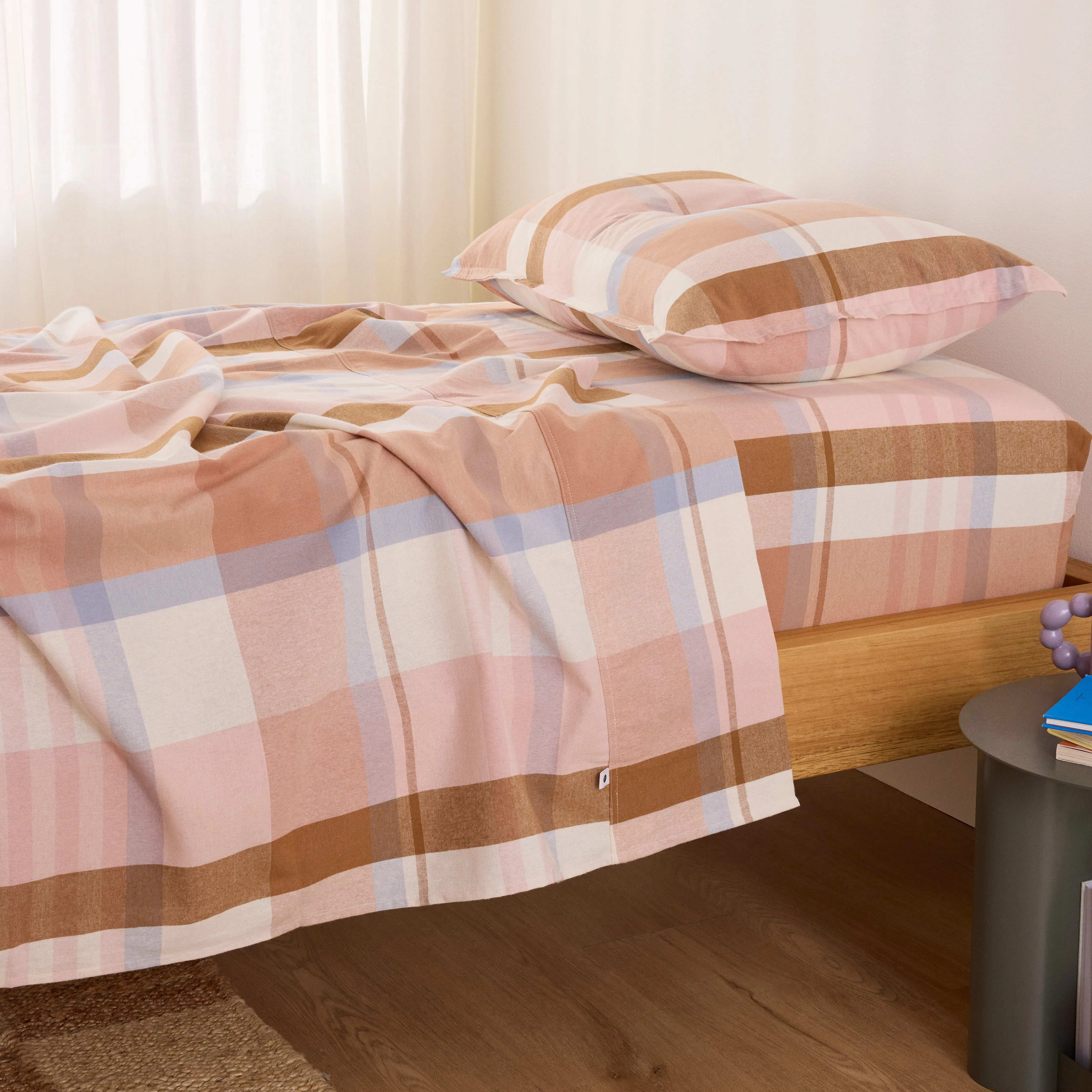 Frankie Flannelette - Marley Gingham Kids Fitted Sheet