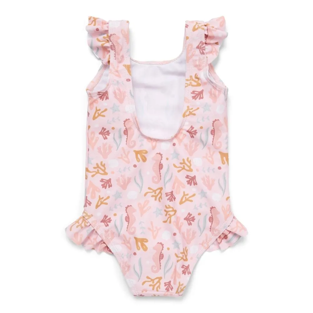 Girls Swimsuit Ruffles Ocean Dreams Pink