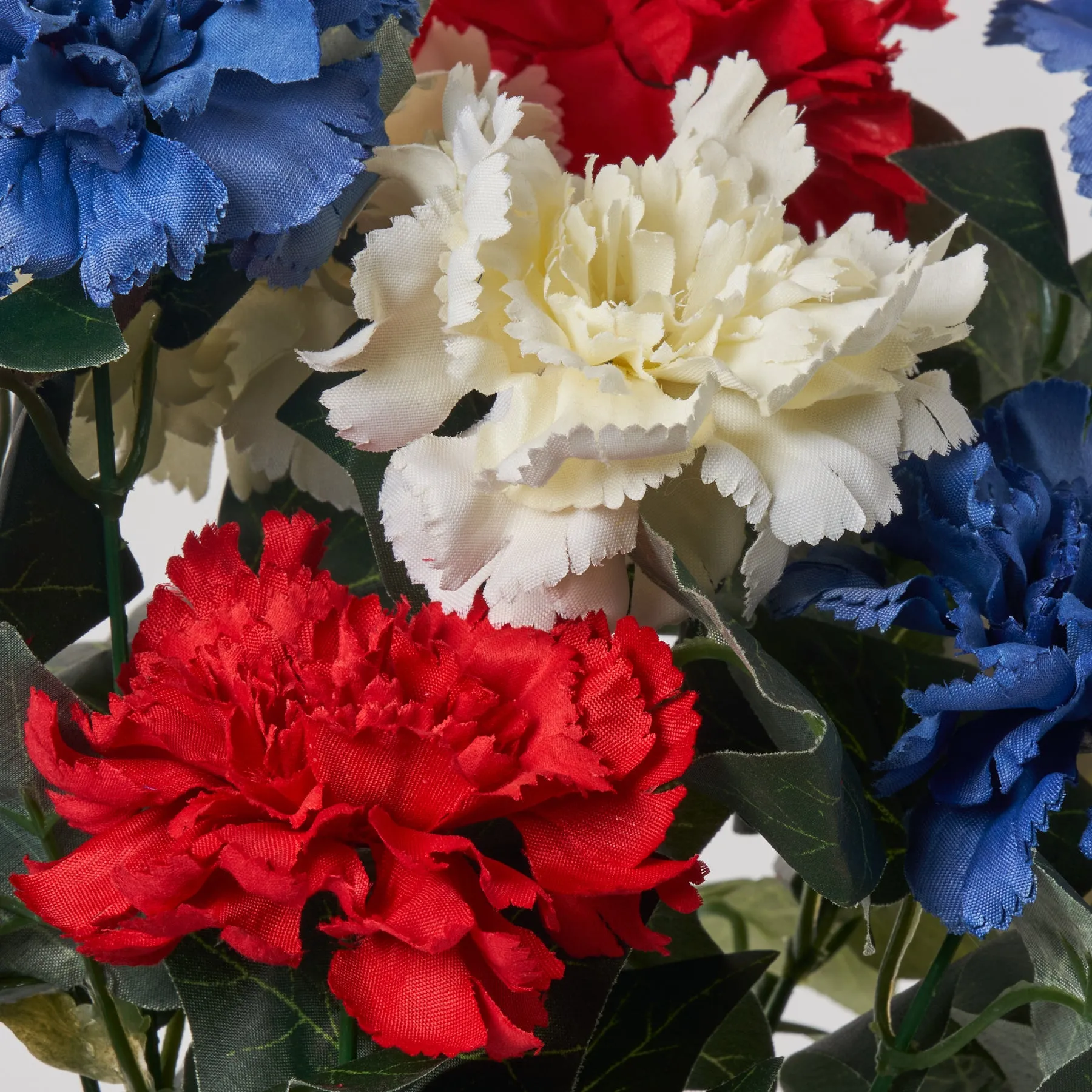 Patriotic Red, White & Blue Carnation Pick Blooming Americana Floral Spray - 21"