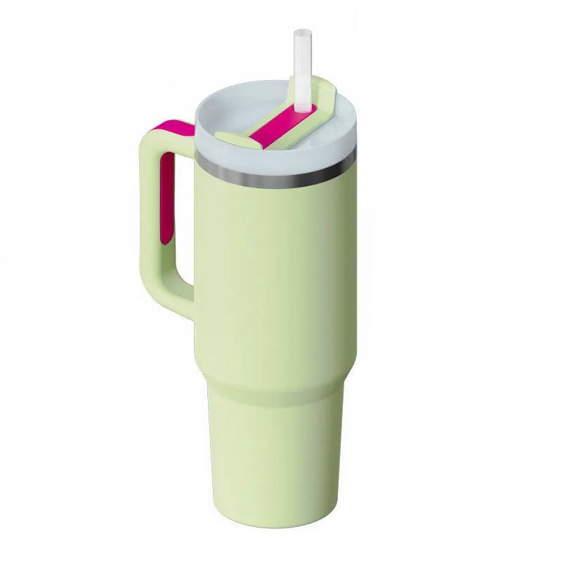Thermal Mug 40oz Straw Coffee Insulation Cup With Handle BPA Free