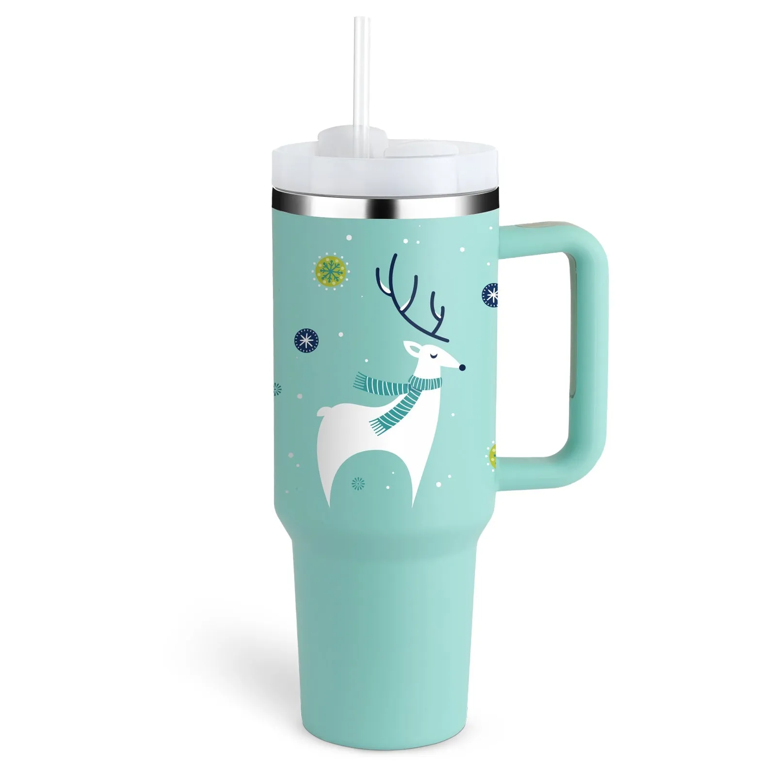 Thermal Mug 40oz Straw Coffee Insulation Cup With Handle BPA Free