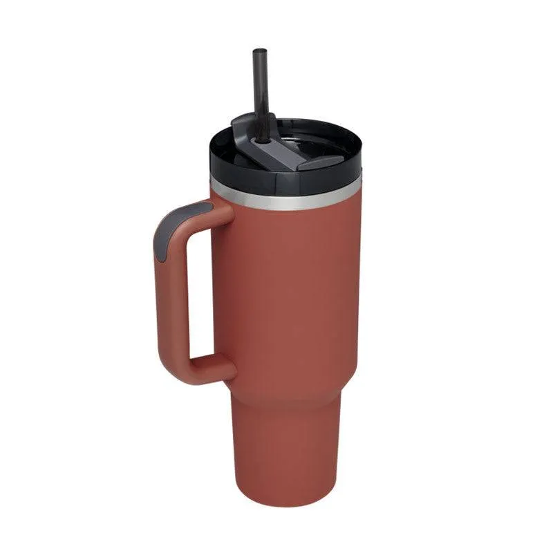 Thermal Mug 40oz Straw Coffee Insulation Cup With Handle BPA Free