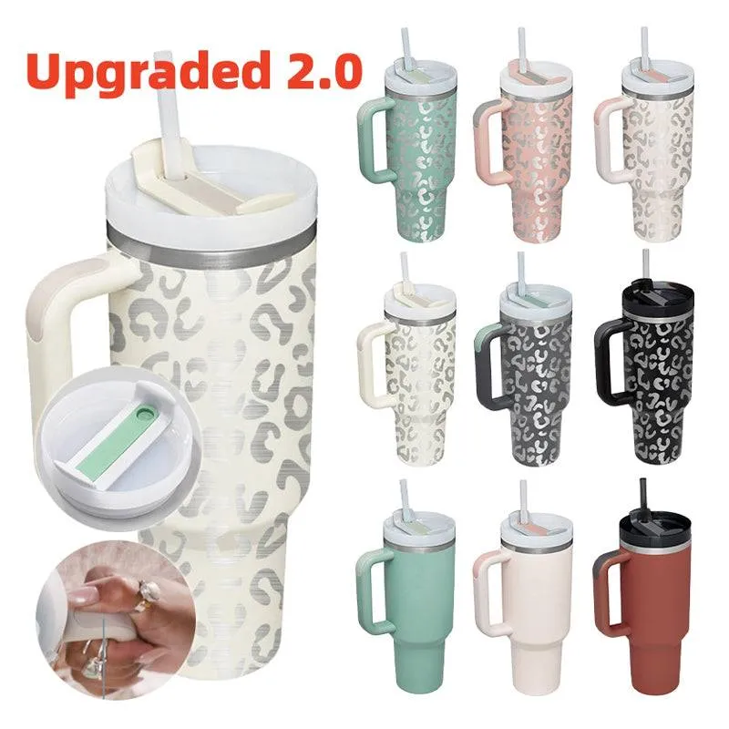 Thermal Mug 40oz Straw Coffee Insulation Cup With Handle BPA Free