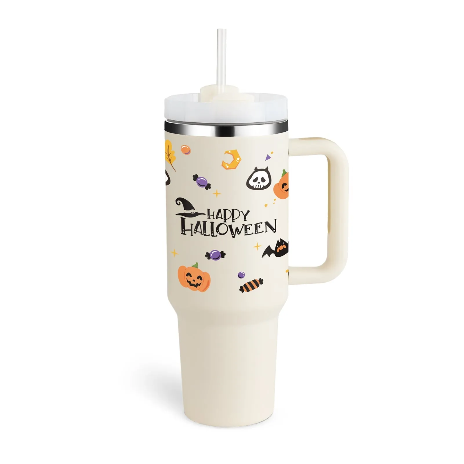Thermal Mug 40oz Straw Coffee Insulation Cup With Handle BPA Free