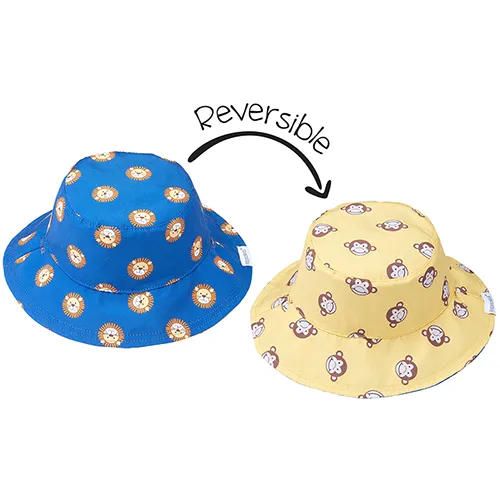 UPF50  Reversible Baby Sun Hat - Lion / Monkey