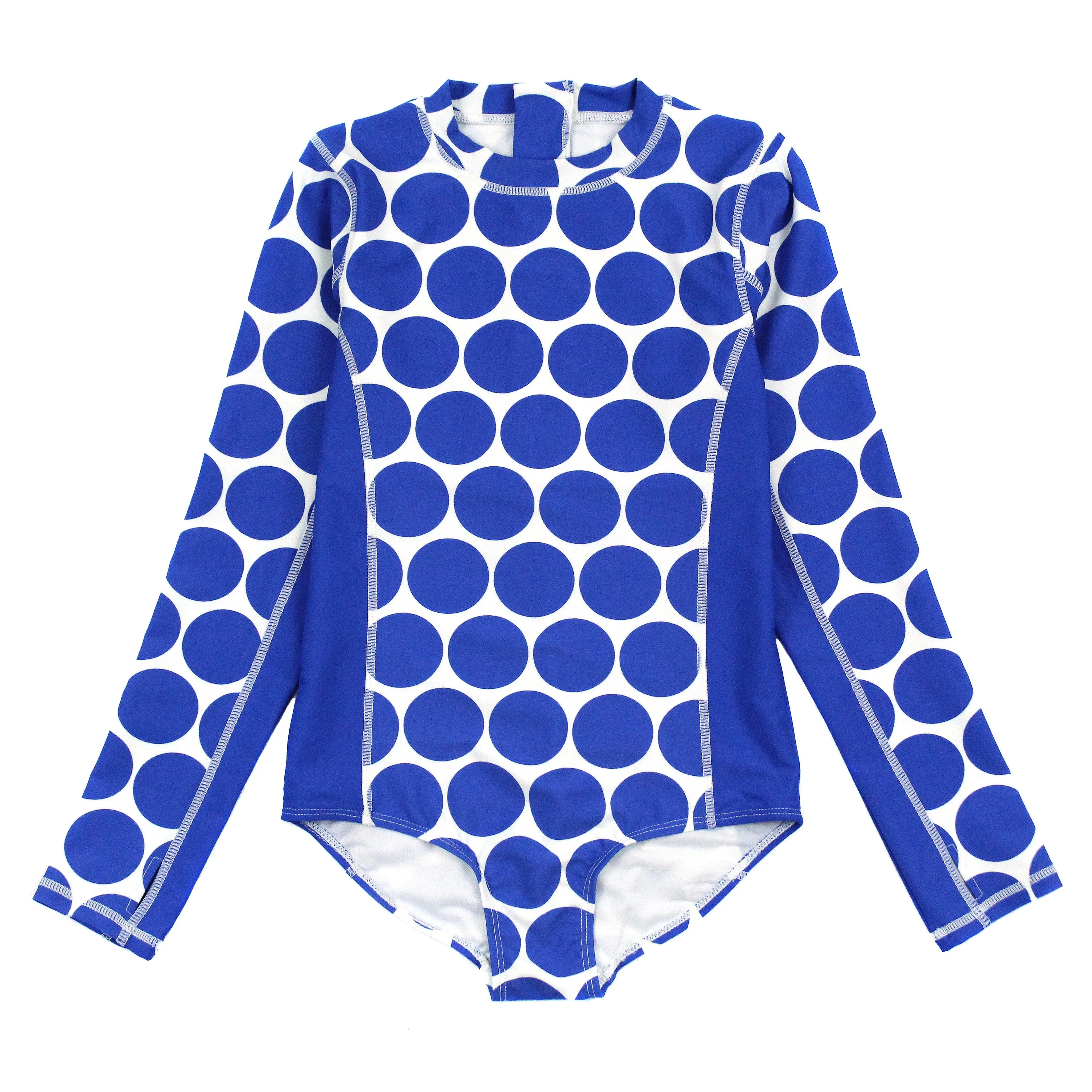 Women's Long Sleeve Surf Suit (One Piece Bodysuit) - "Oversized Dot”